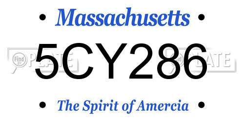 5CY286 Massachusetts License Plate