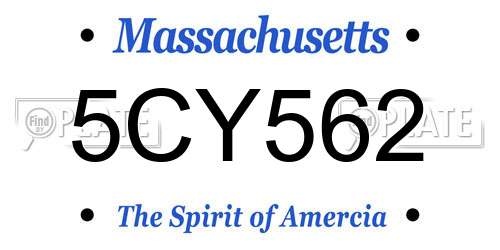5CY562 Massachusetts License Plate