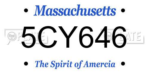 5CY646 Massachusetts License Plate