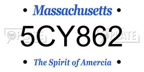 5CY862 Massachusetts License Plate