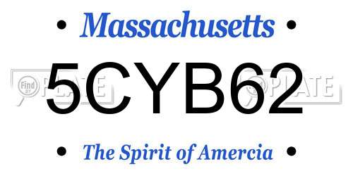 5CYB62 Massachusetts License Plate