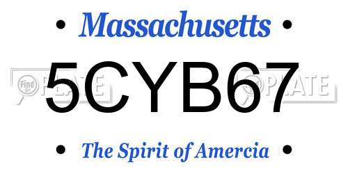5CYB67 Massachusetts License Plate
