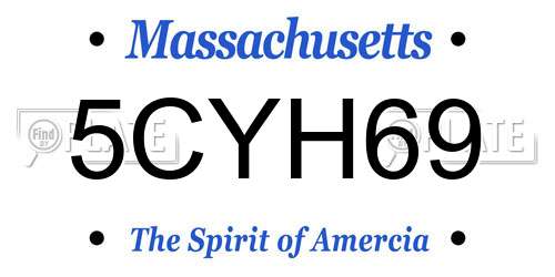 5CYH69 Massachusetts License Plate