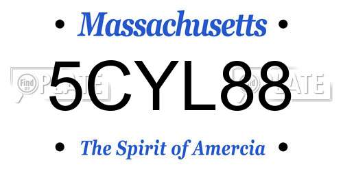 5CYL88 Massachusetts License Plate