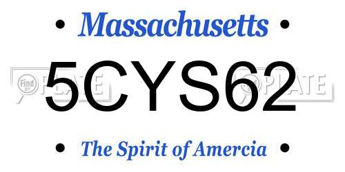 5CYS62 Massachusetts License Plate