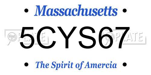 5CYS67 Massachusetts License Plate