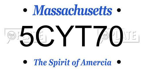 5CYT70 Massachusetts License Plate