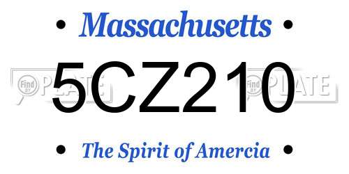 5CZ210 Massachusetts License Plate