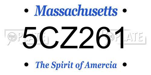5CZ261 Massachusetts License Plate