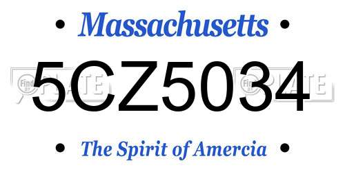 5CZ5034 Massachusetts License Plate