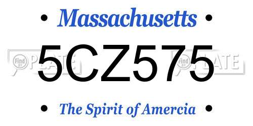 5CZ575 Massachusetts License Plate