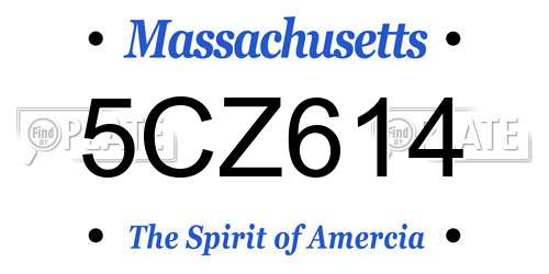 5CZ614 Massachusetts License Plate