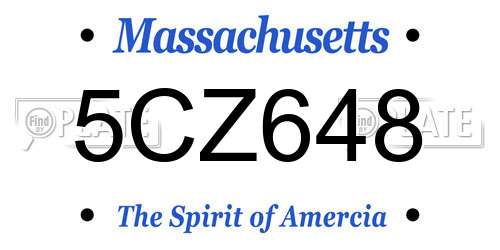 5CZ648 Massachusetts License Plate