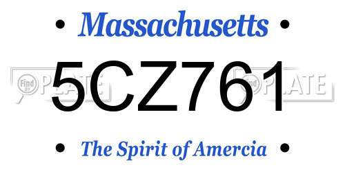 5CZ761 Massachusetts License Plate