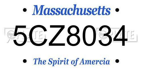 5CZ8034 Massachusetts License Plate