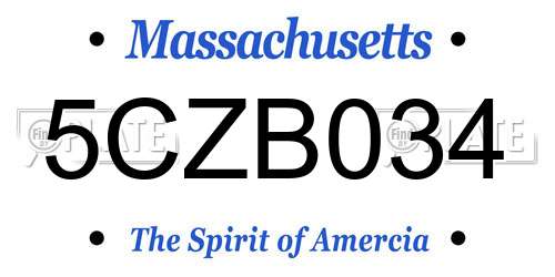 5CZB034 Massachusetts License Plate