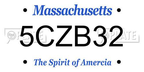5CZB32 Massachusetts License Plate