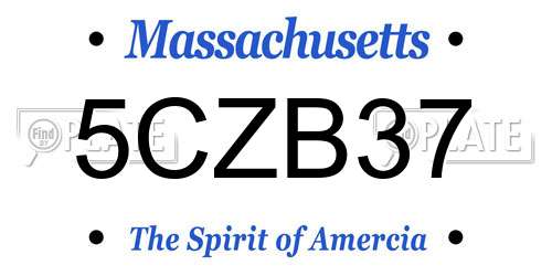 5CZB37 Massachusetts License Plate
