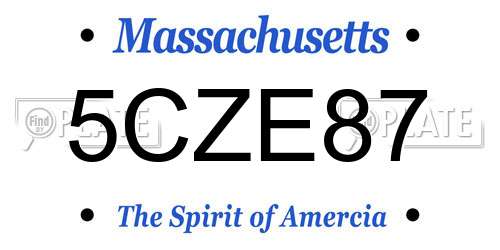 5CZE87 Massachusetts License Plate