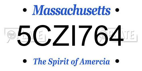 5CZI764 Massachusetts License Plate