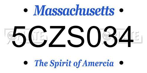 5CZS034 Massachusetts License Plate