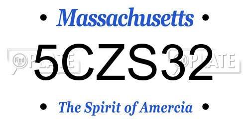 5CZS32 Massachusetts License Plate