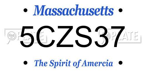 5CZS37 Massachusetts License Plate