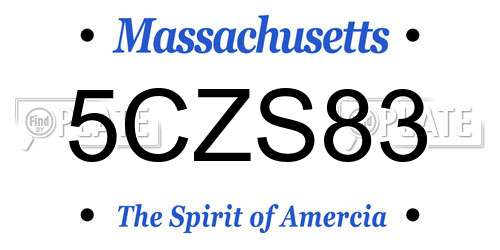 5CZS83 Massachusetts License Plate