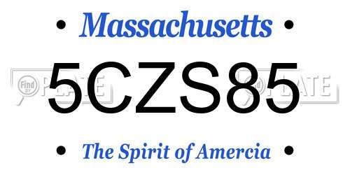 5CZS85 Massachusetts License Plate