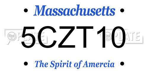 5CZT10 Massachusetts License Plate