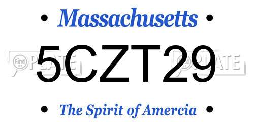 5CZT29 Massachusetts License Plate
