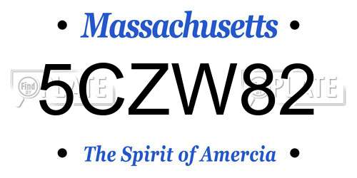 5CZW82 Massachusetts License Plate