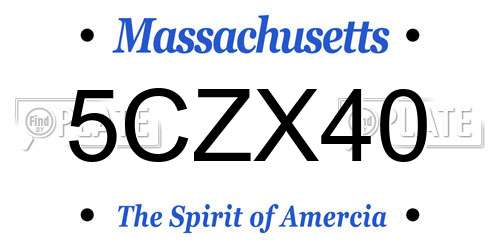 5CZX40 Massachusetts License Plate