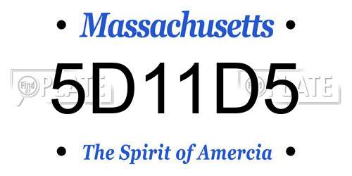5D11D5 Massachusetts License Plate