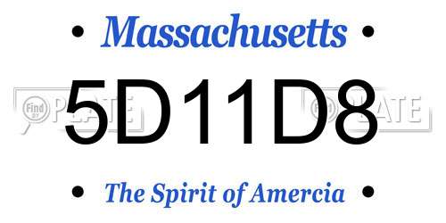 5D11D8 Massachusetts License Plate