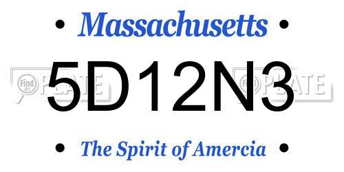 5D12N3 Massachusetts License Plate