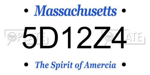 5D12Z4 Massachusetts License Plate