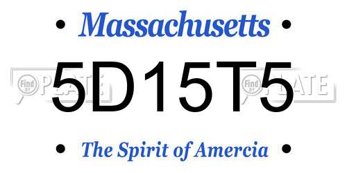 5D15T5 Massachusetts License Plate