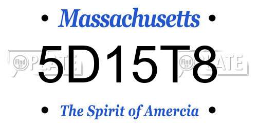 5D15T8 Massachusetts License Plate