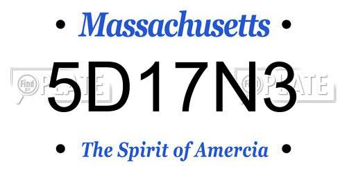 5D17N3 Massachusetts License Plate