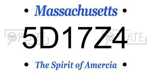 5D17Z4 Massachusetts License Plate