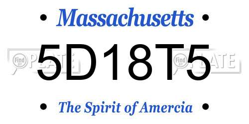 5D18T5 Massachusetts License Plate