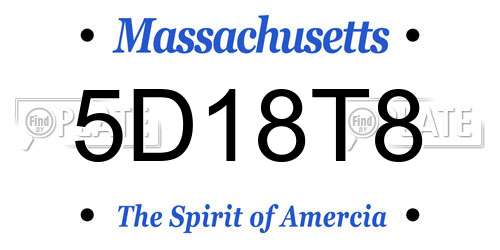 5D18T8 Massachusetts License Plate