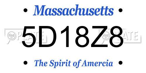 5D18Z8 Massachusetts License Plate