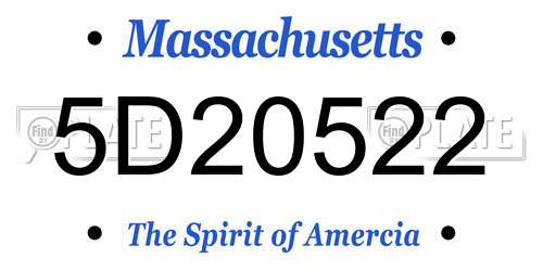 5D20522 Massachusetts License Plate