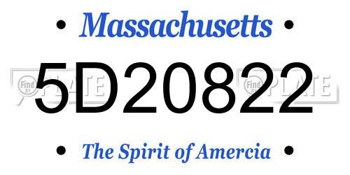 5D20822 Massachusetts License Plate