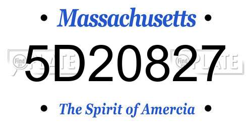 5D20827 Massachusetts License Plate