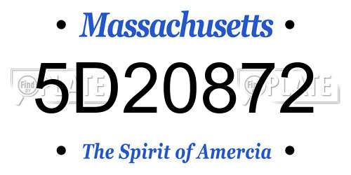 5D20872 Massachusetts License Plate