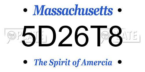 5D26T8 Massachusetts License Plate