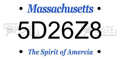 5D26Z8 Massachusetts License Plate